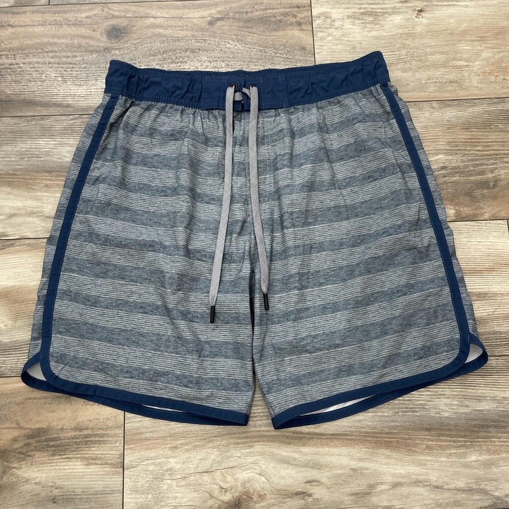 prAna Board Shorts Mens XL‎ Blue Stripped Print Drawstring